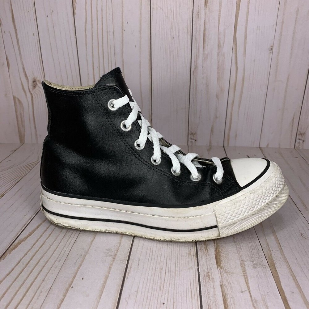 Converse Chuck Taylor Platform Lift Womens Size 7.5 Black Leather Sneakers